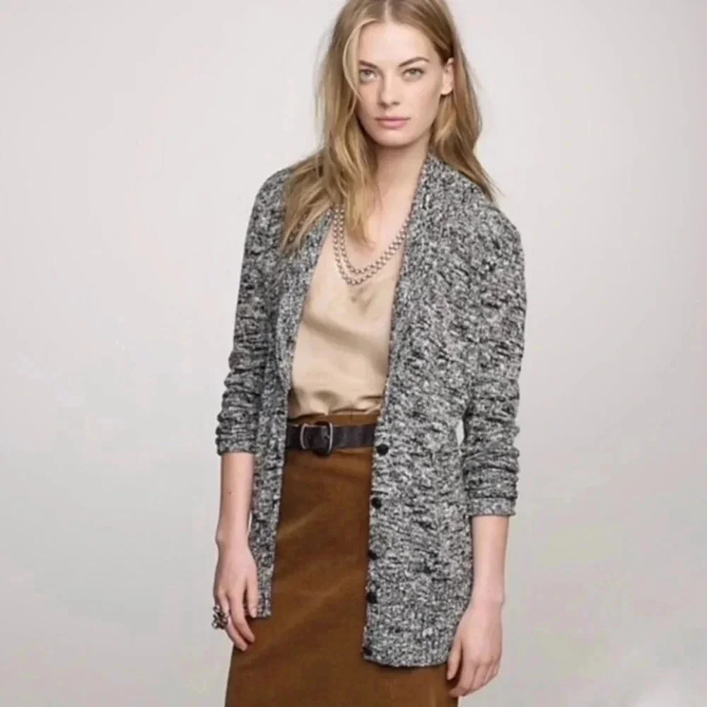 J. CREW | Marled Merino Wool Cotton Blend Shawl Collar Cardigan Size XS